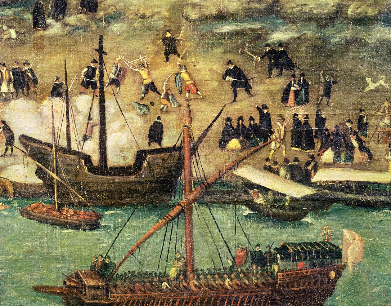 Port w Sewilli, ok. 1590 (szczegółowo) autorstwa Alonso Sánchez Coello
