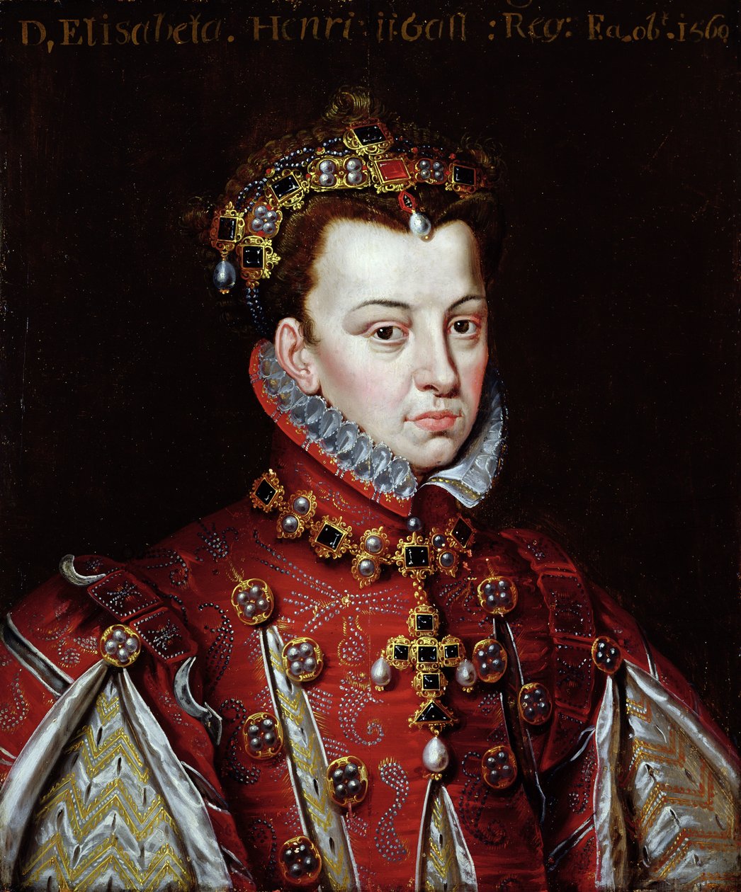 Portret Elżbiety de Valois (1545-68) królowej Hiszpanii (olej na płótnie) autorstwa Alonso (studio of) Sanchez Coello