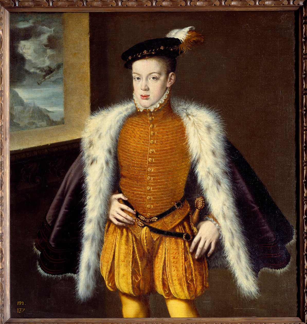 Portret księcia Don Carlosa (1545-1568) syna Filipa II. Obraz Alonso Sanchez Coello (1531-1588) Ec. Esp. autorstwa Alonso Sánchez Coello