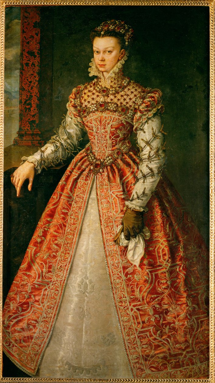 Elżbieta z Valois, córka Henryka II i Katarzyny Medycejskiej ... (obraz na płótnie) autorstwa Alonso Sánchez Coello