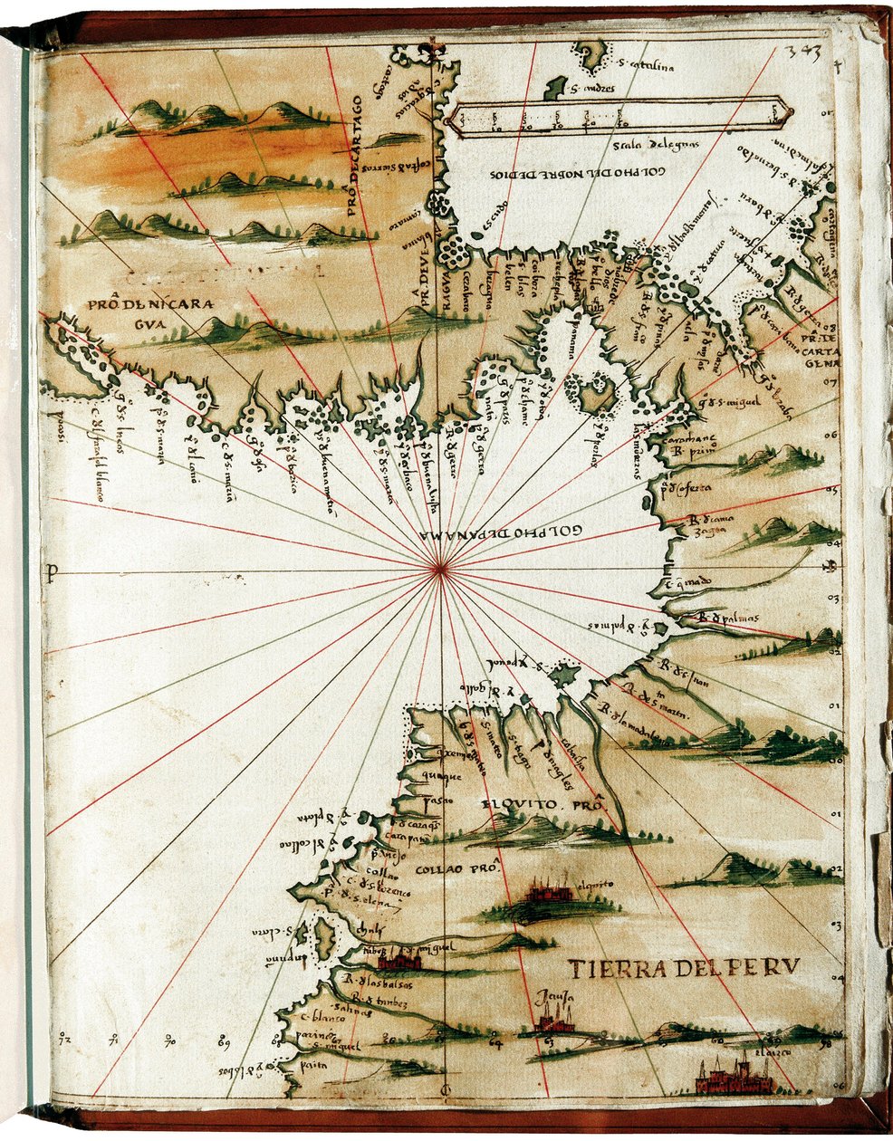 Mapa Ameryki Środkowej i Peru autorstwa Alonso de Santa Cruz
