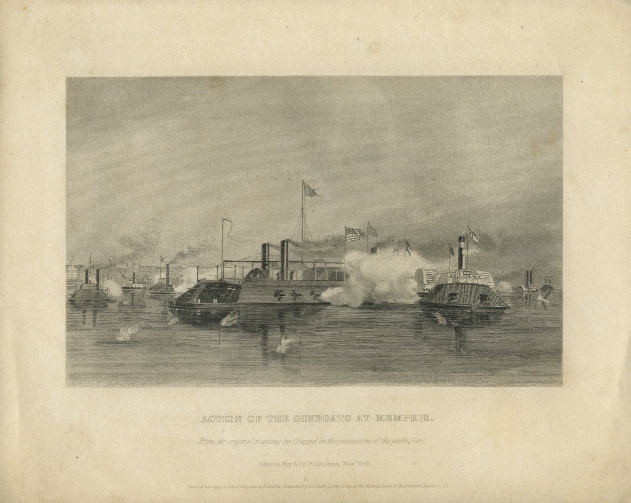Akcja kanonierek w Memphis, ok. 1865 r. autorstwa Alonzo Chappel
