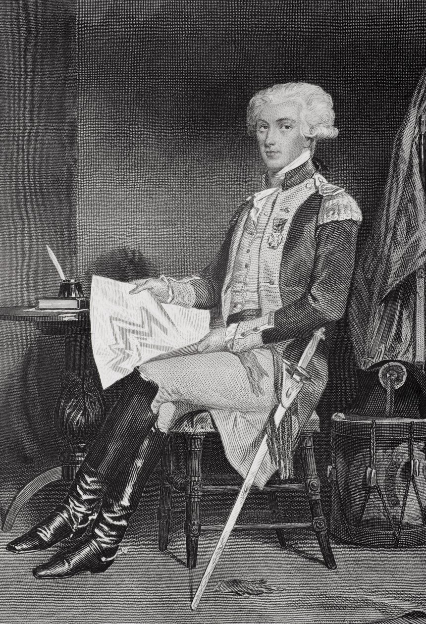 Portret Marie-Joseph-Paul-Yves-Roch-Gilbert Du Motier, markiz de La Fayette (lub Lafayette) (1757-1834) autorstwa Alonzo Chappel