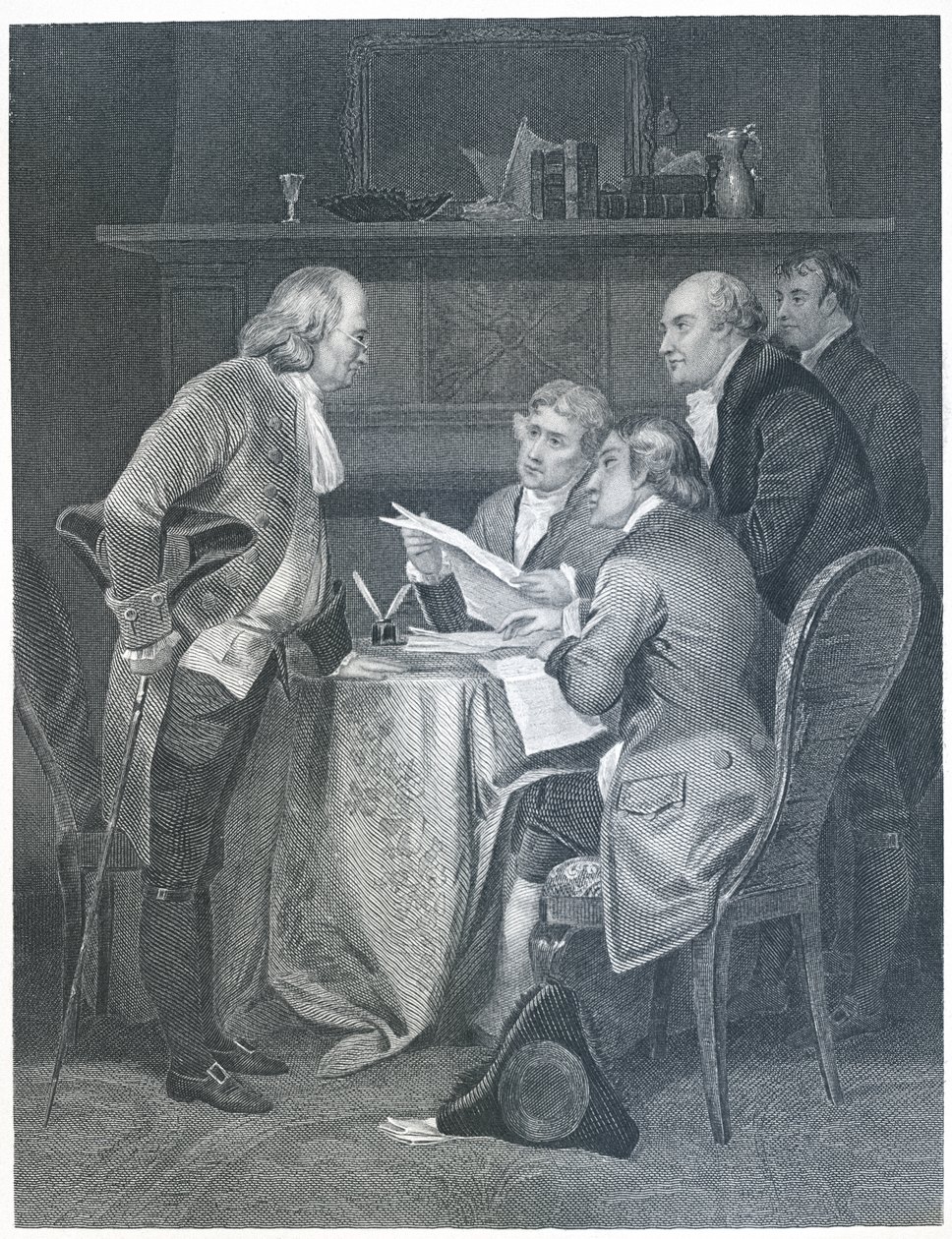 Sporządzanie Deklaracji Niepodległości w 1776, 1859 autorstwa Alonzo Chappel