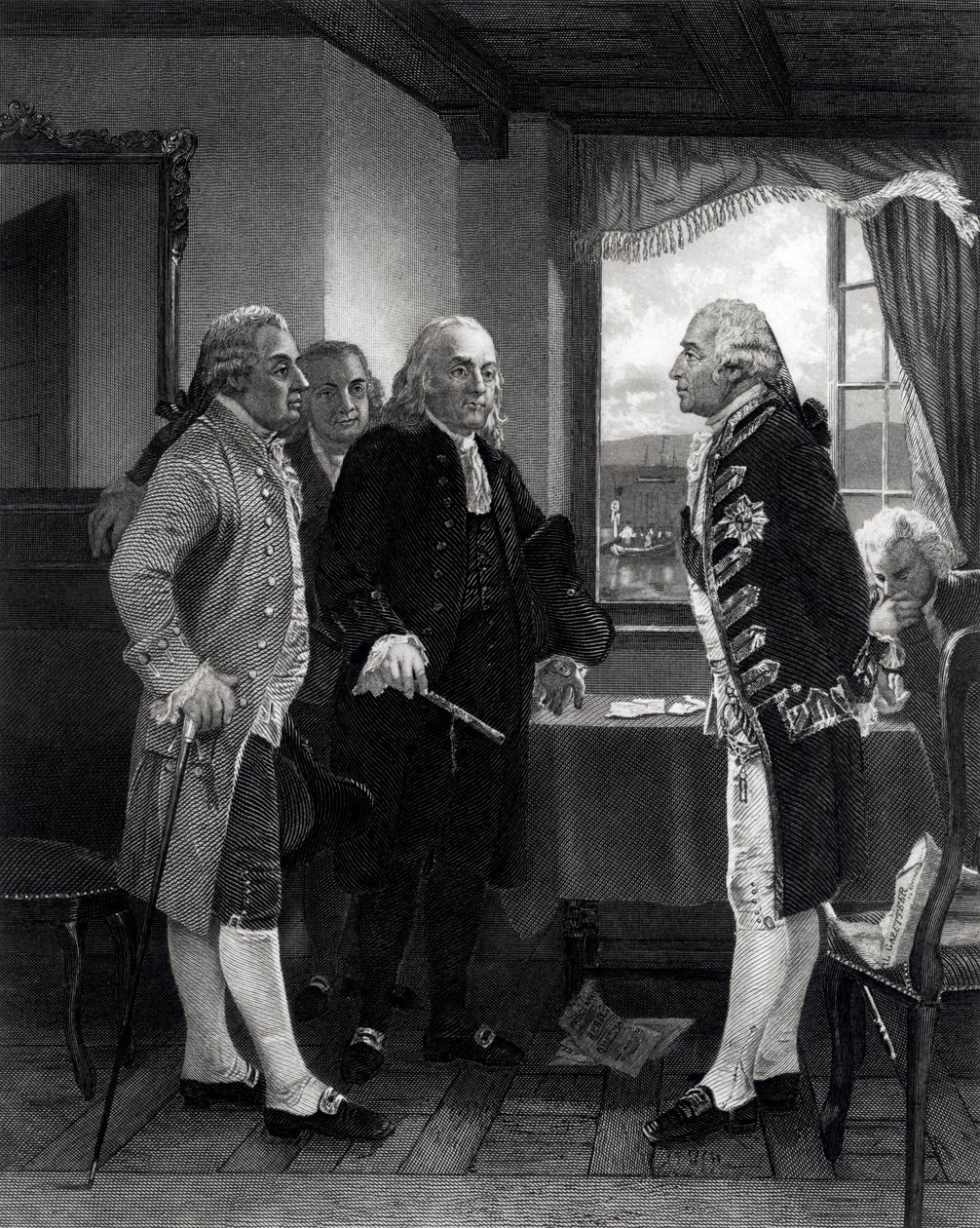 Konferencja Pokojowa na Staten Island, Wywiad między Lordem Howe i Komitetem Kongresu, 11 września 1776 r autorstwa Alonzo Chappel
