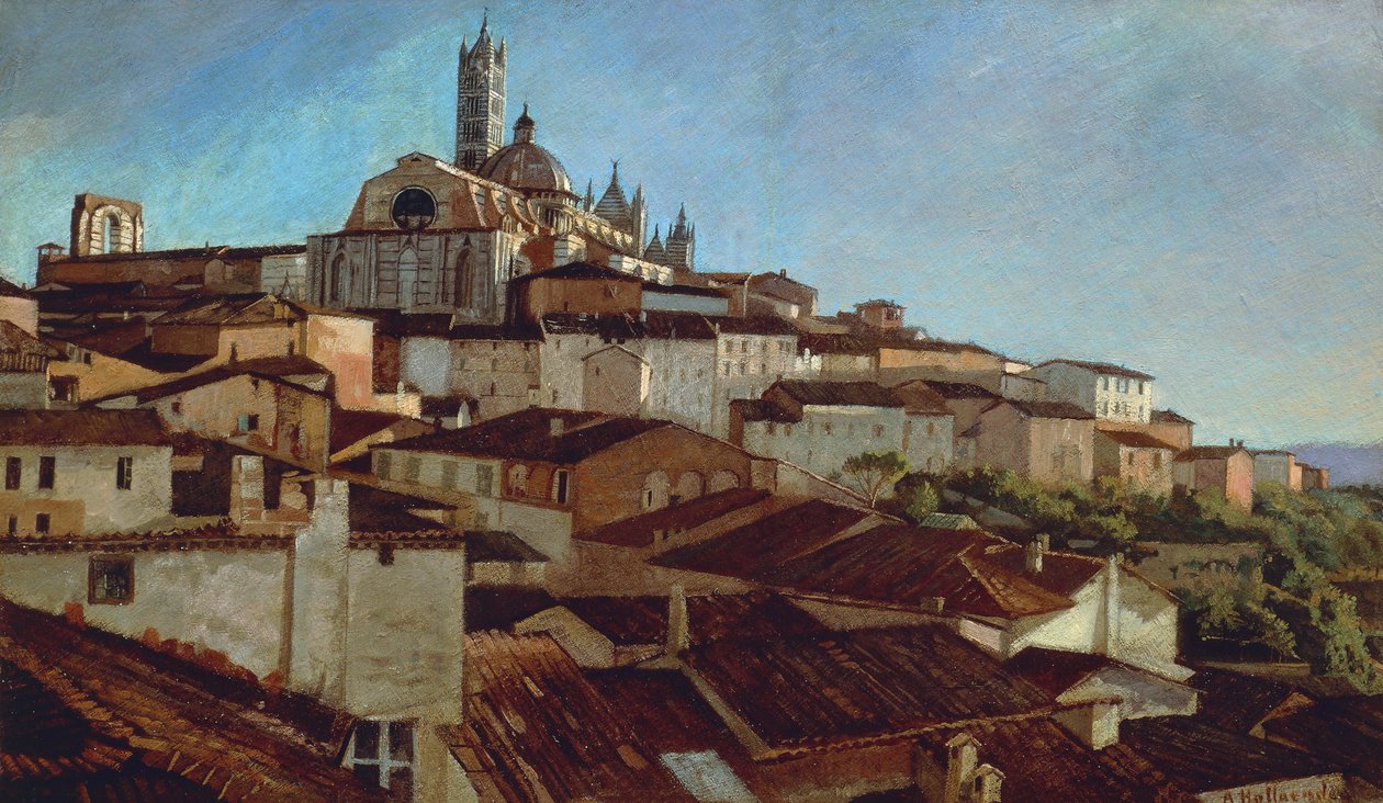 Siena, reż. Alfonso Hollaender (1845-1923), olej na płótnie na tekturze, 31x51 5 cm autorstwa Alphons Hollaender