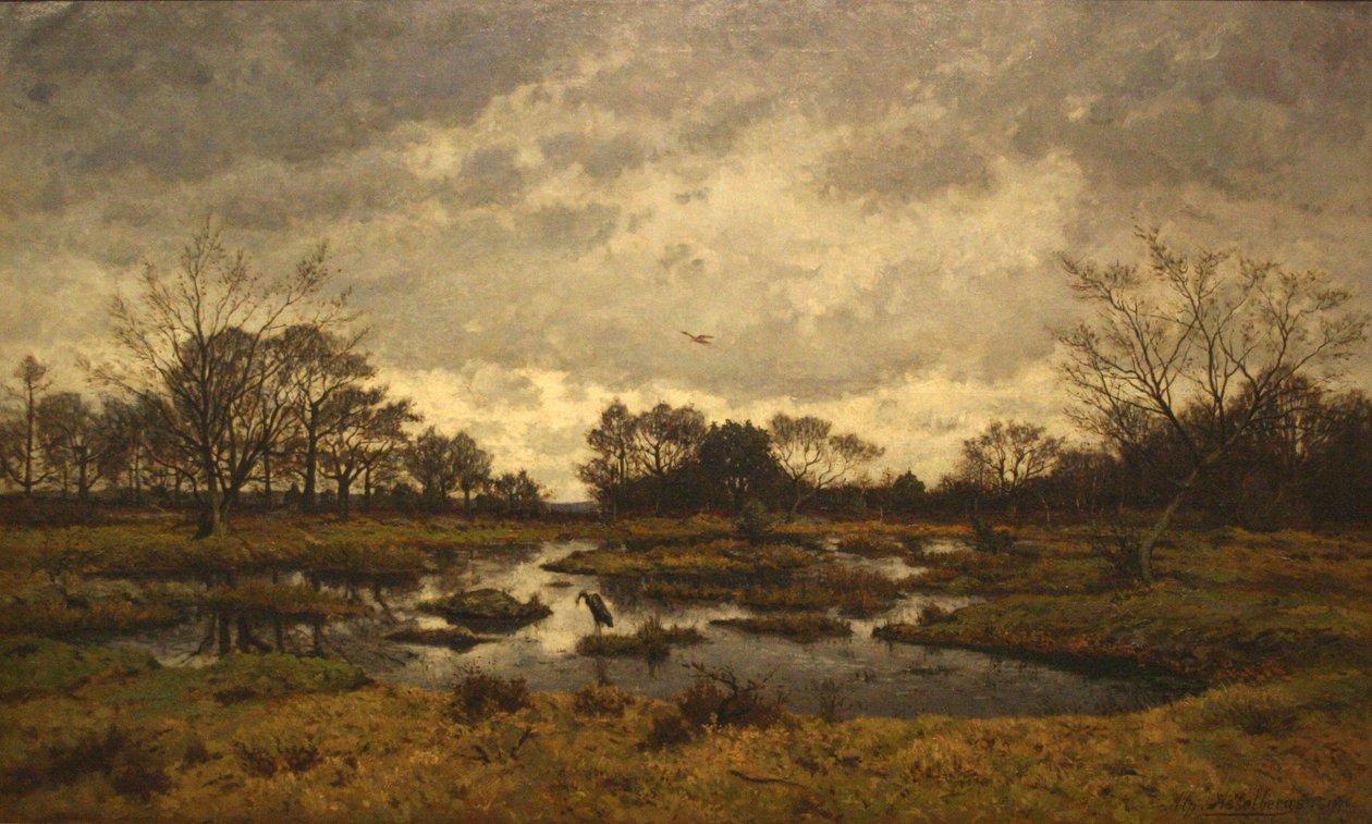 Pewnego marcowego dnia nad bajkowym stawem. Fontainebleau 1876 - Maartse dag aan de feeenplas autorstwa Alphonse Asselbergs