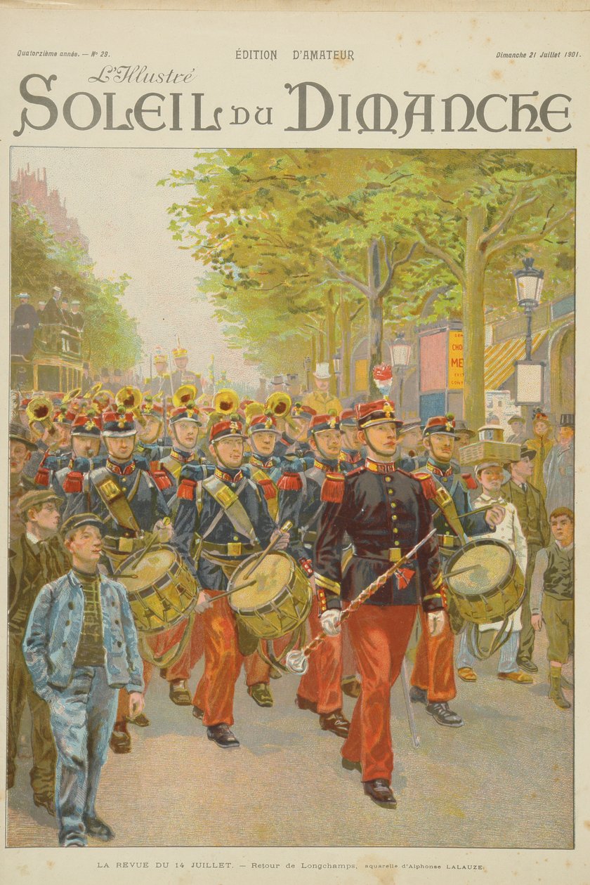 Przegląd z 14 lipca, ilustracja z okładki "Soleil du Dimanche" 21 lipca 1901 r. autorstwa Alphonse Lalauze