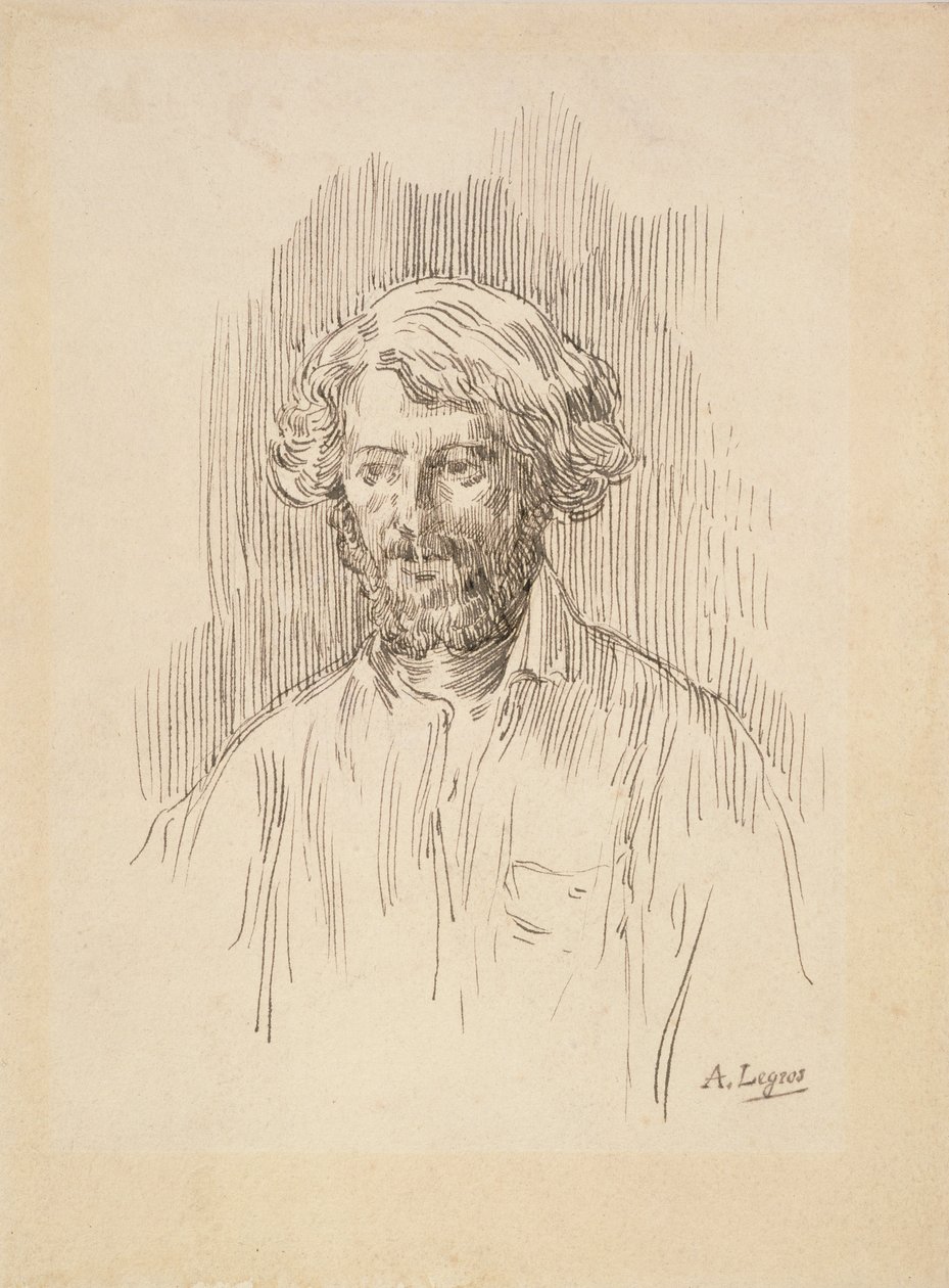 Autoportret, 1858 (pióro i atrament na papierze) autorstwa Alphonse Legros