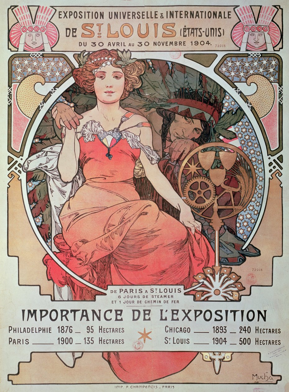 Plakat na Wystawę Światową, St. Louis, Stany Zjednoczone, 1904 (litografia) autorstwa Alphonse Mucha