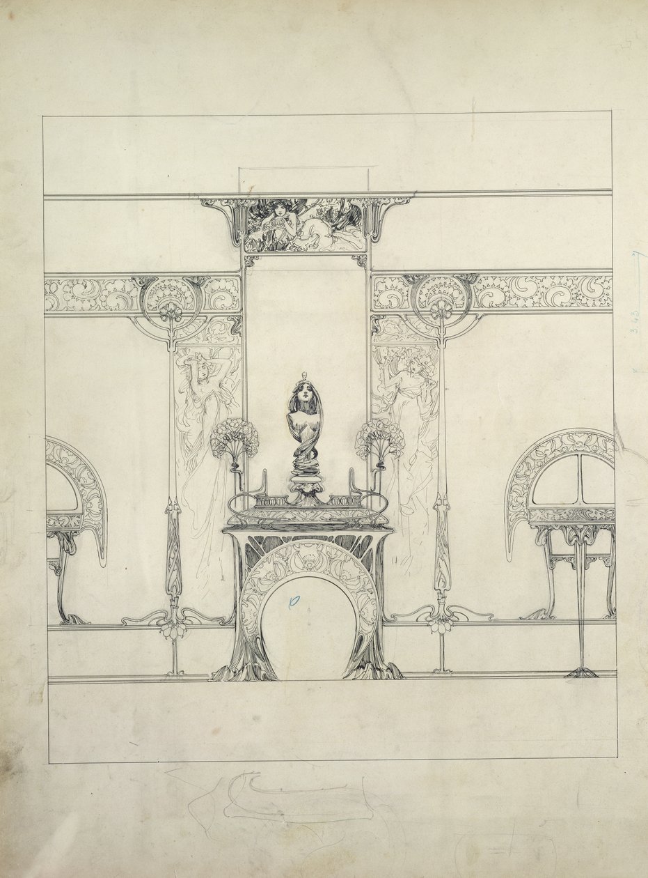 Projekt do wystroju jubilerów Fouquet, 6 rue Royale, Paryż autorstwa Alphonse Mucha