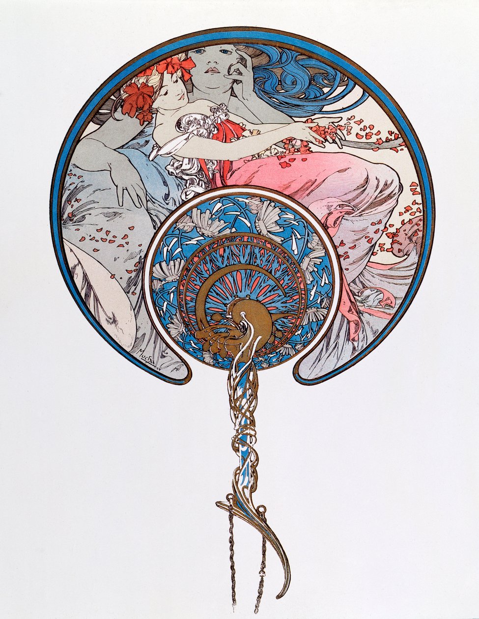 Litografia Młodzieży Przemijających Wojen Wiatrów Alfonsa Muchy (1860-1939) 1899 - Wym. 45,5x 62 cm Kolekcja prywatna autorstwa Alphonse Mucha