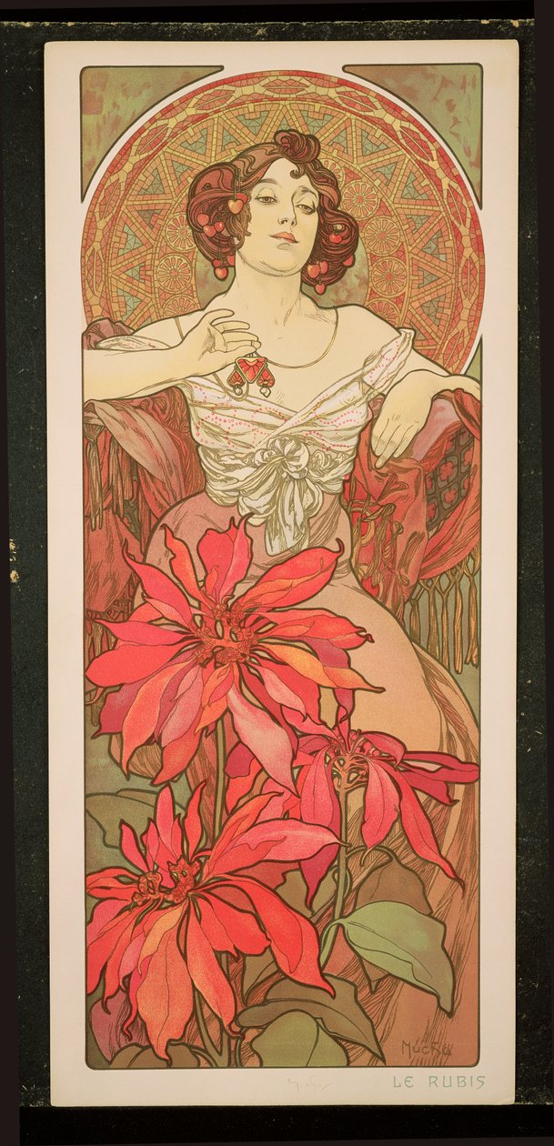 Kamienie szlachetne: Rubin, 1900 autorstwa Alphonse Mucha