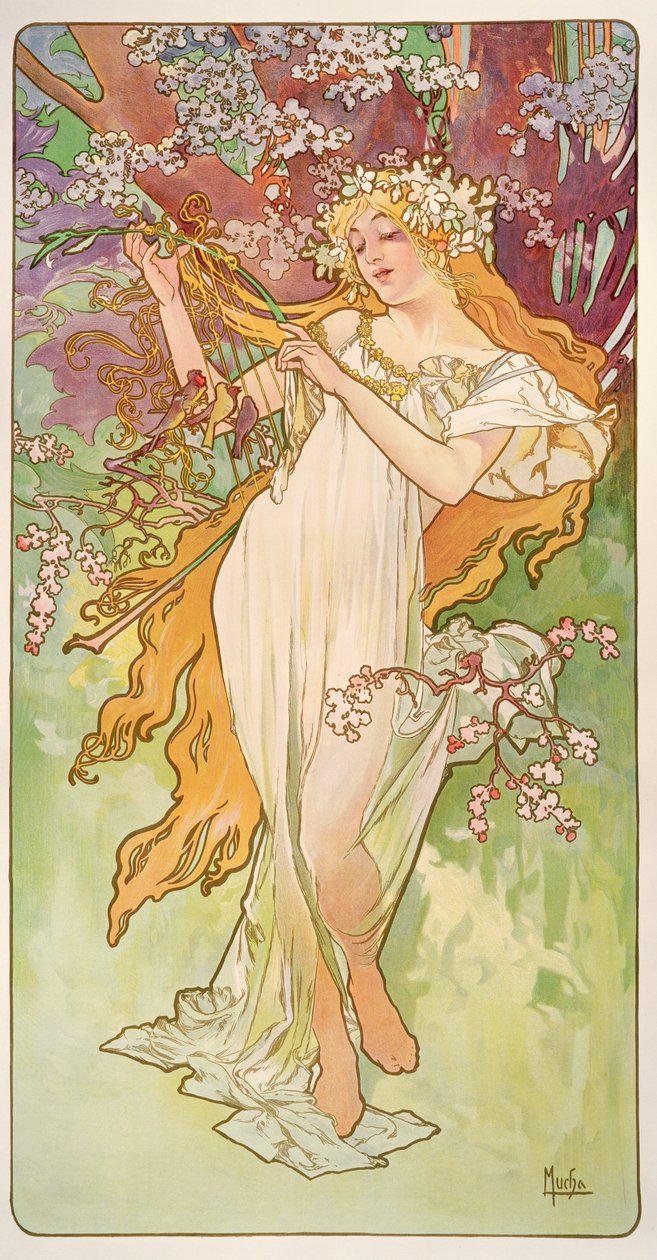 Pory roku: wiosna, 1896 autorstwa Alphonse Mucha