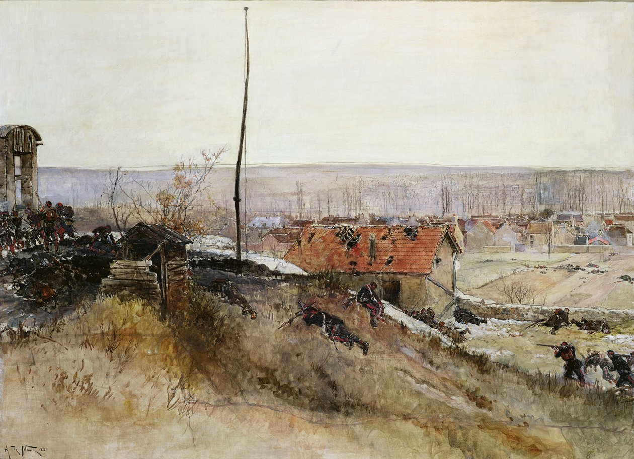 Atak na wapiennik w kamieniołomie Champigny, 2 grudnia 1870, 1881 autorstwa Alphonse Marie de Neuville