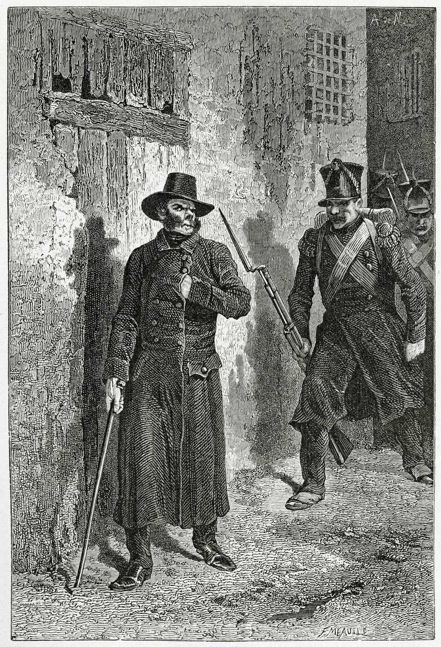 Ilustracja z Les Misérables, XIX w. (rycina bw) autorstwa Alphonse Marie de Neuville
