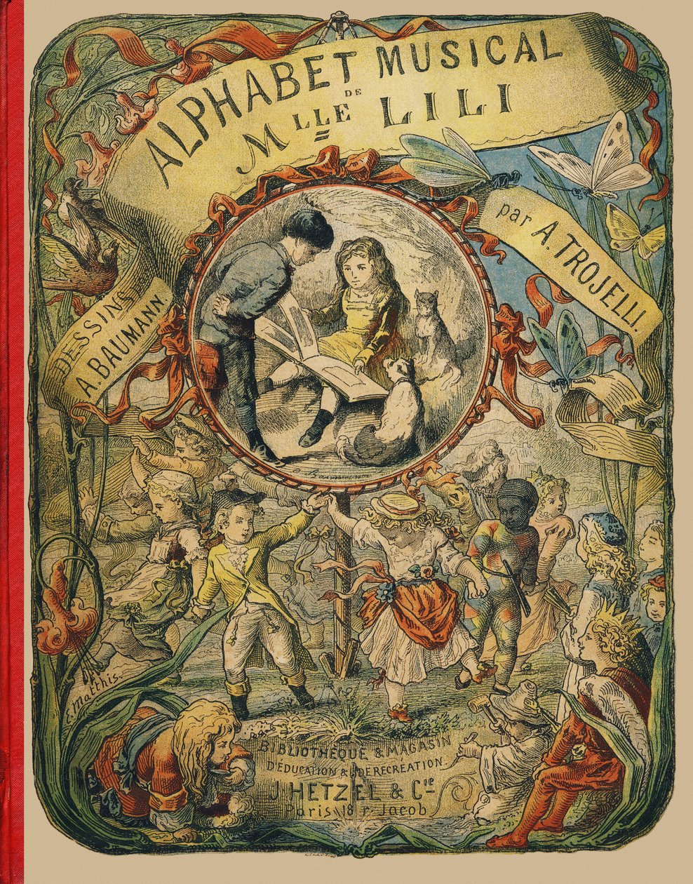 Okładka - Grawer z alfabetu muzycznego Mlle Lili, autorstwa Angelino Trojelli (18..-1916). Sklep z biblioteką, edukacją i rekreacją J. Hetzel & Cie, Paryż autorstwa Alphonse Victor Baumann