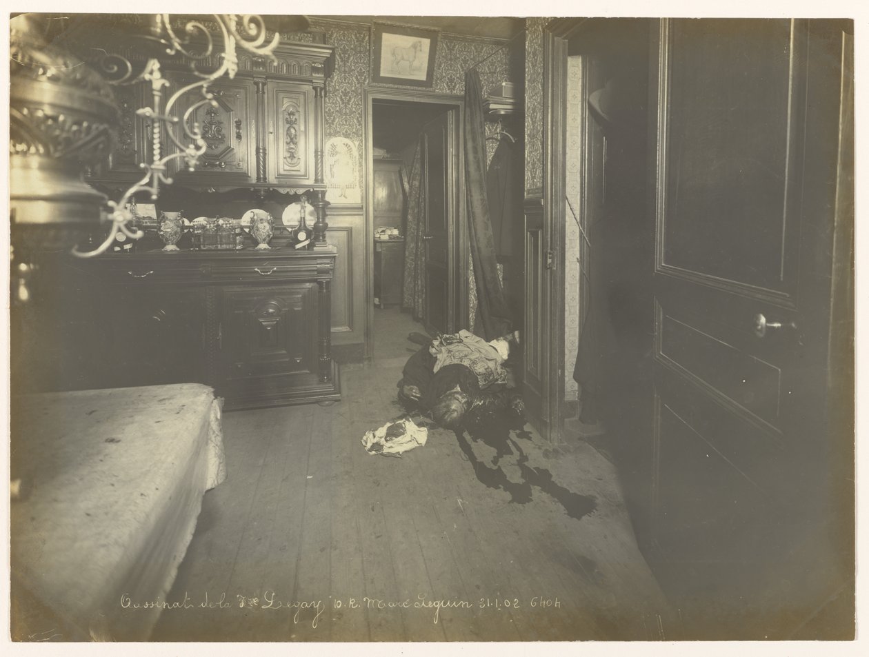 Widok na jadalnię, w której znaleziono ciało autorstwa Alphonse Bertillon