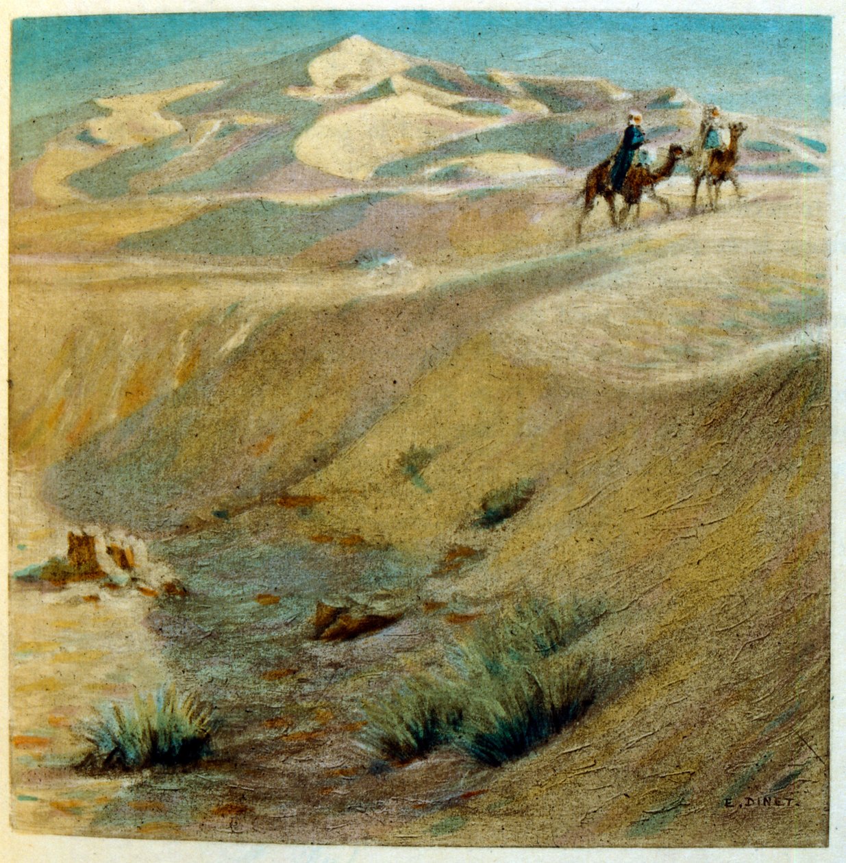 Ilustracja Dinet z „Mirages” Sceny z życia Arabów. 1906. Mirages, Scénes De La Vie Arab został zilustrowany przez Etienne Dinet z komentarzem Silmana Ben Ibrahima Bamera. Nasreddine Dinet urodził się jako Alphonse-Étienne Dinet; (1861-1929) był francuskim  autorstwa Alphonse Etienne Dinet