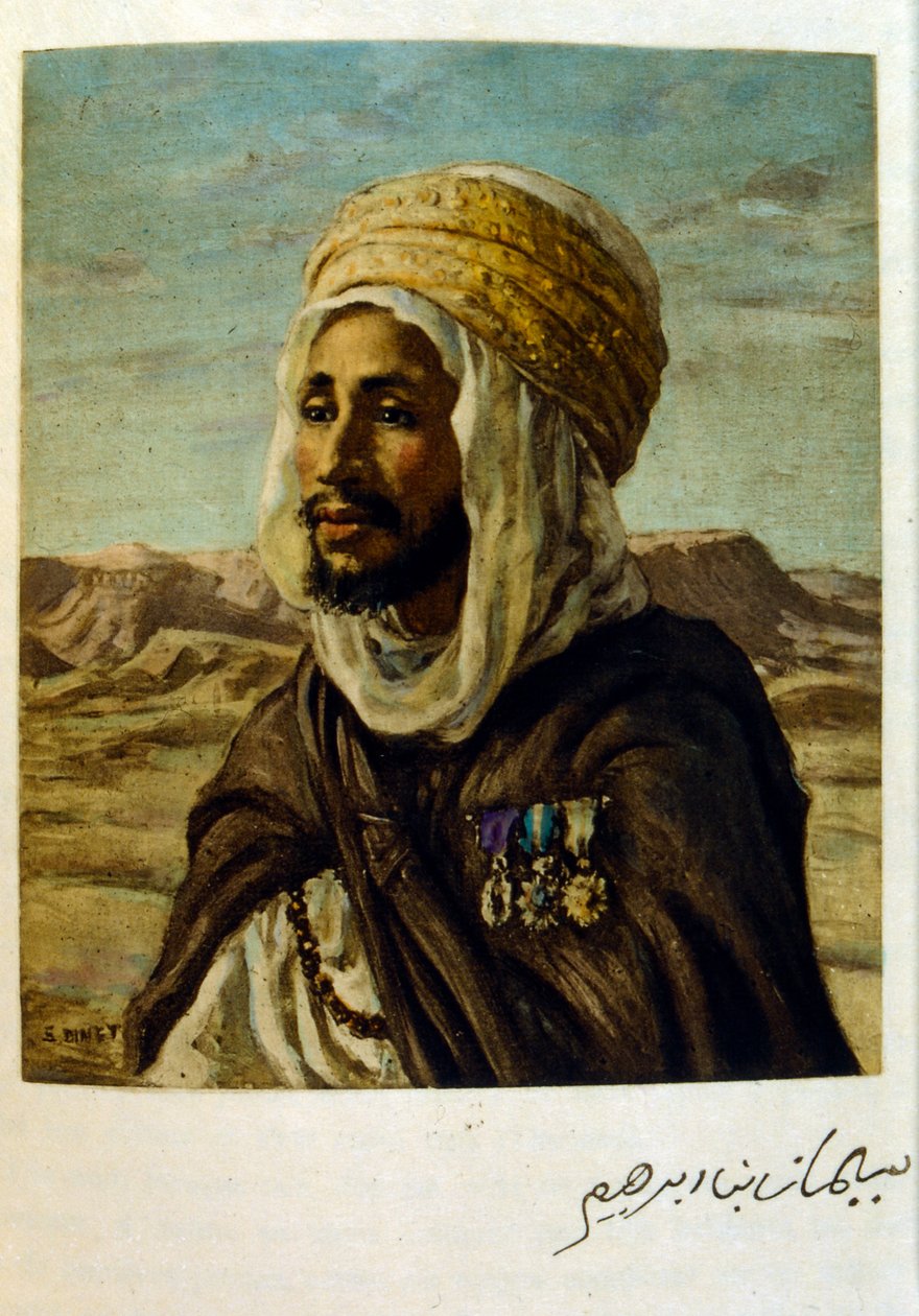 Ilustracja Dinet z „Mirages” Sceny z życia Arabów. 1906. Mirages, Scénes De La Vie Arab został zilustrowany przez Etienne Dinet z komentarzem Silmana Ben Ibrahima Bamera. Nasreddine Dinet urodził się jako Alphonse-Étienne Dinet; (1861-1929) był francuskim  autorstwa Alphonse Etienne Dinet