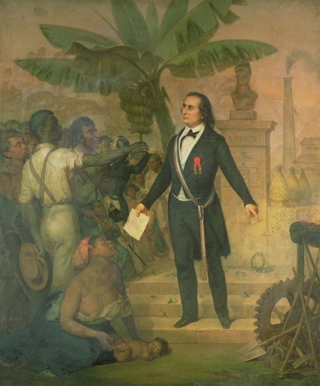 Joseph Napoleon Sebastien Sarda Garriga (1808-77) com o Decreto de Emancipação em La Reunionpolish autorstwa Alphonse Garreau