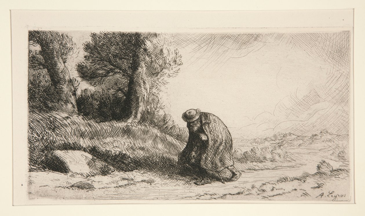 Włóczęga posuwający się wzdłuż alei autorstwa Alphonse Legros
