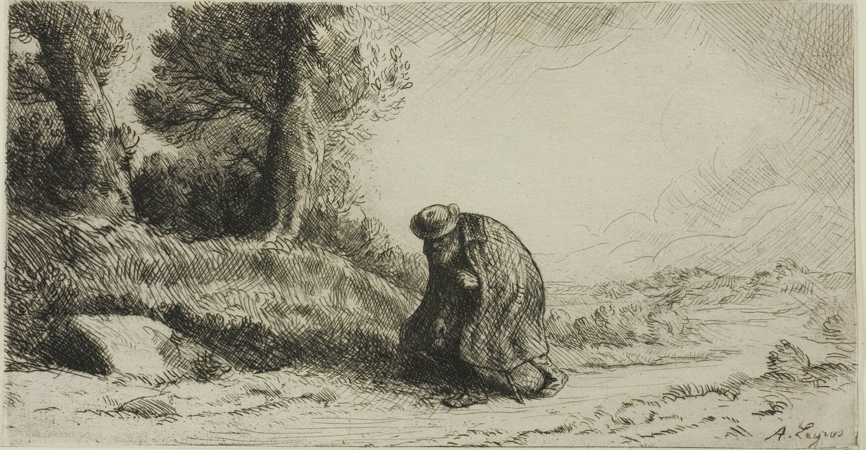 Włóczęga idący ścieżką autorstwa Alphonse Legros