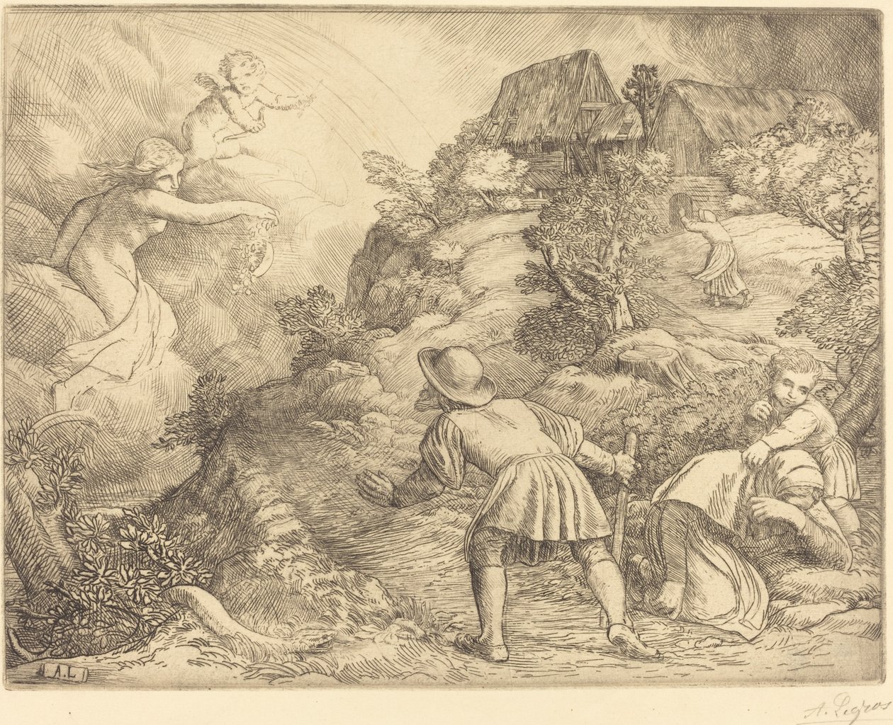 Alegoria Chłopa i Fortuny autorstwa Alphonse Legros