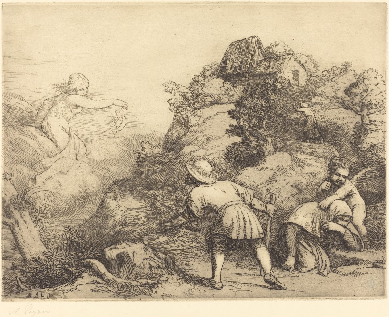 Alegoria Chłopa i Fortuny Chłop i Fortuna: Temat alegoryczny. autorstwa Alphonse Legros
