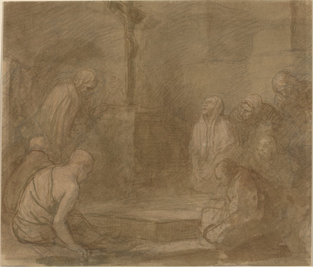 U stóp krzyża. autorstwa Alphonse Legros