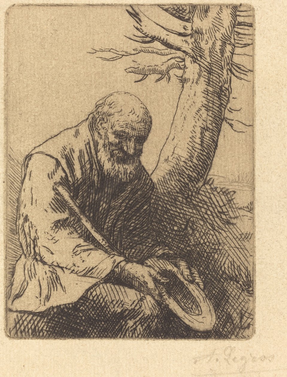 Żebrak z kapeluszem w ręku autorstwa Alphonse Legros