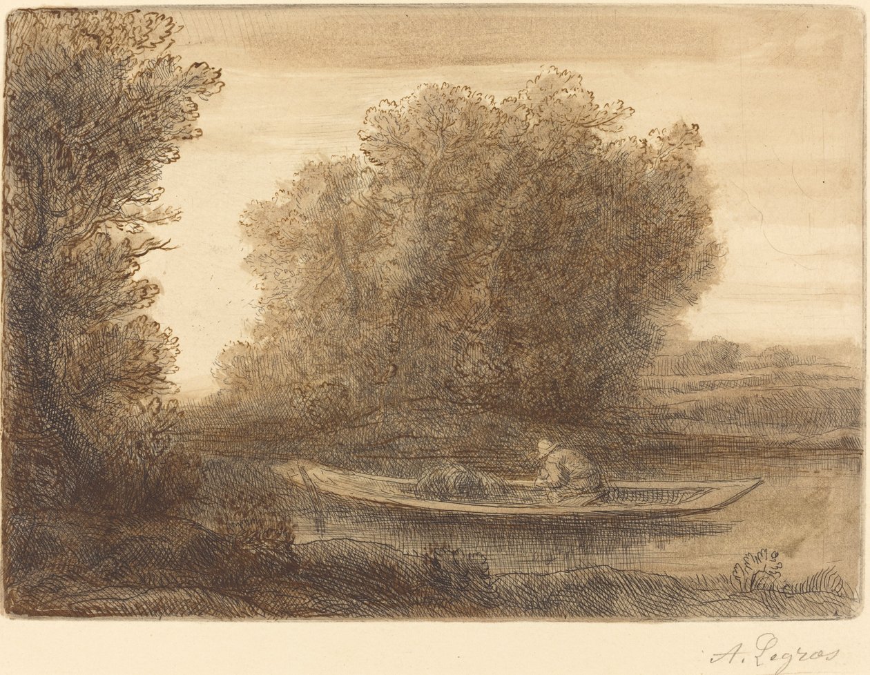 Zakręt w rzece (Un coin de riviere) autorstwa Alphonse Legros