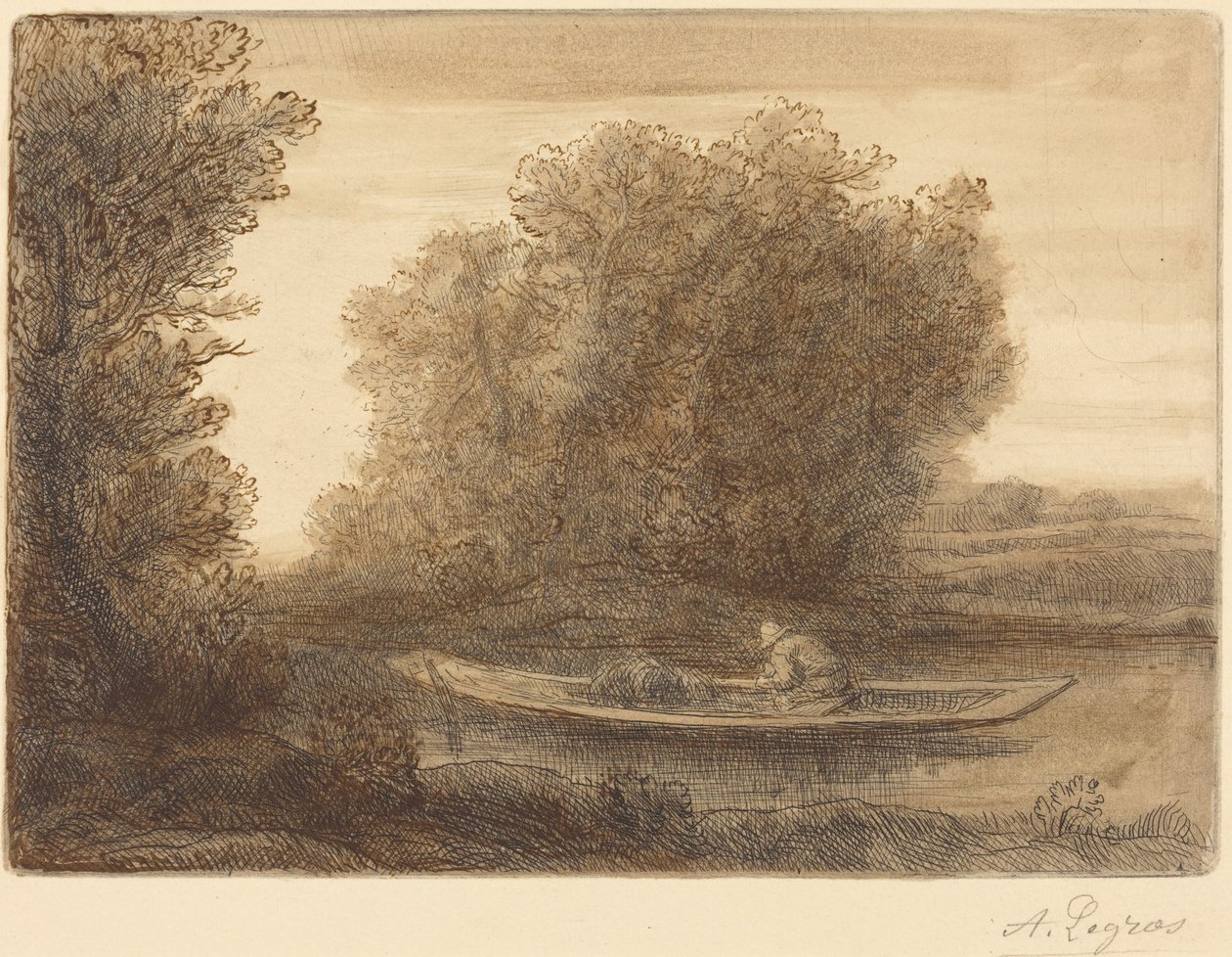 Zakręt rzeki (Un coin de riviere) autorstwa Alphonse Legros