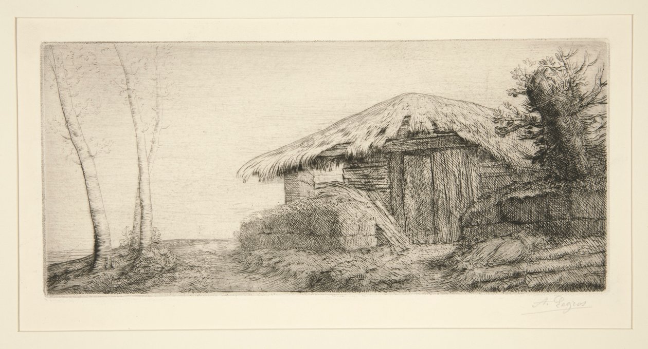 Owczarnia na zboczu wzgórza (Pasterz autorstwa Alphonse Legros