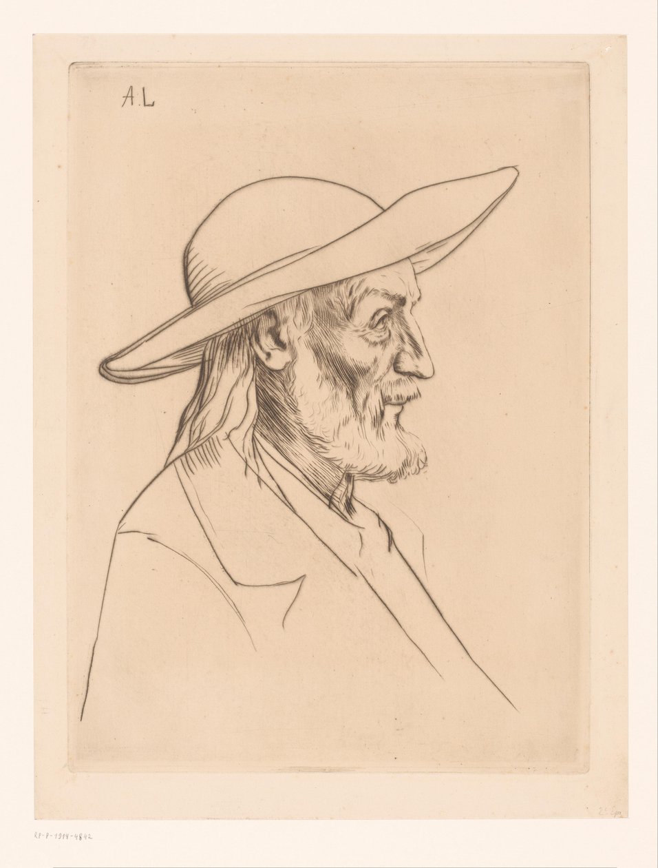 Bretoński mężczyzna w kapeluszu paysan bretoński autorstwa Alphonse Legros
