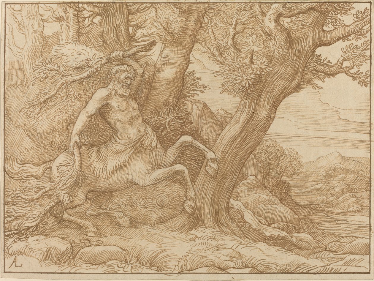 Centaur z gałęziami. autorstwa Alphonse Legros