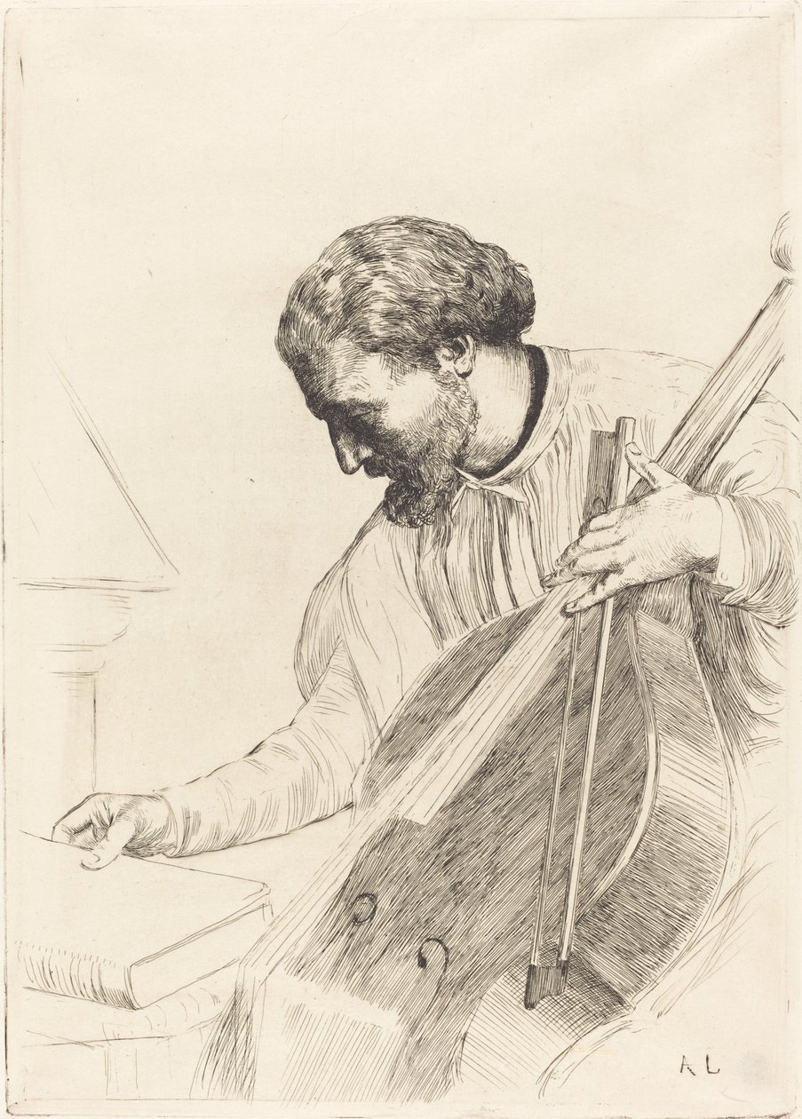 Kontrabasista autorstwa Alphonse Legros