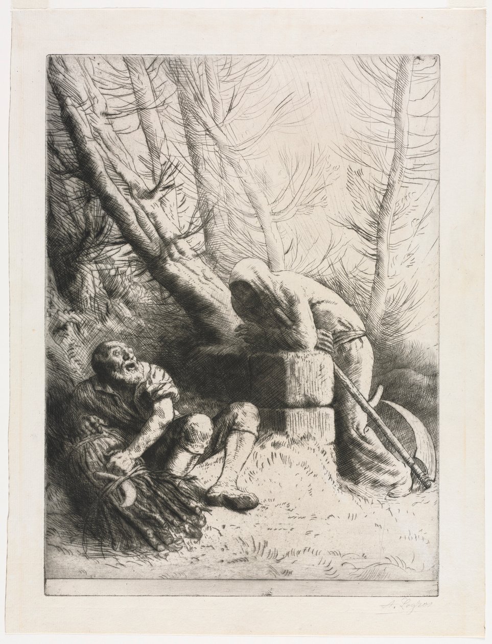 Śmierć i drwal, 1881. autorstwa Alphonse Legros