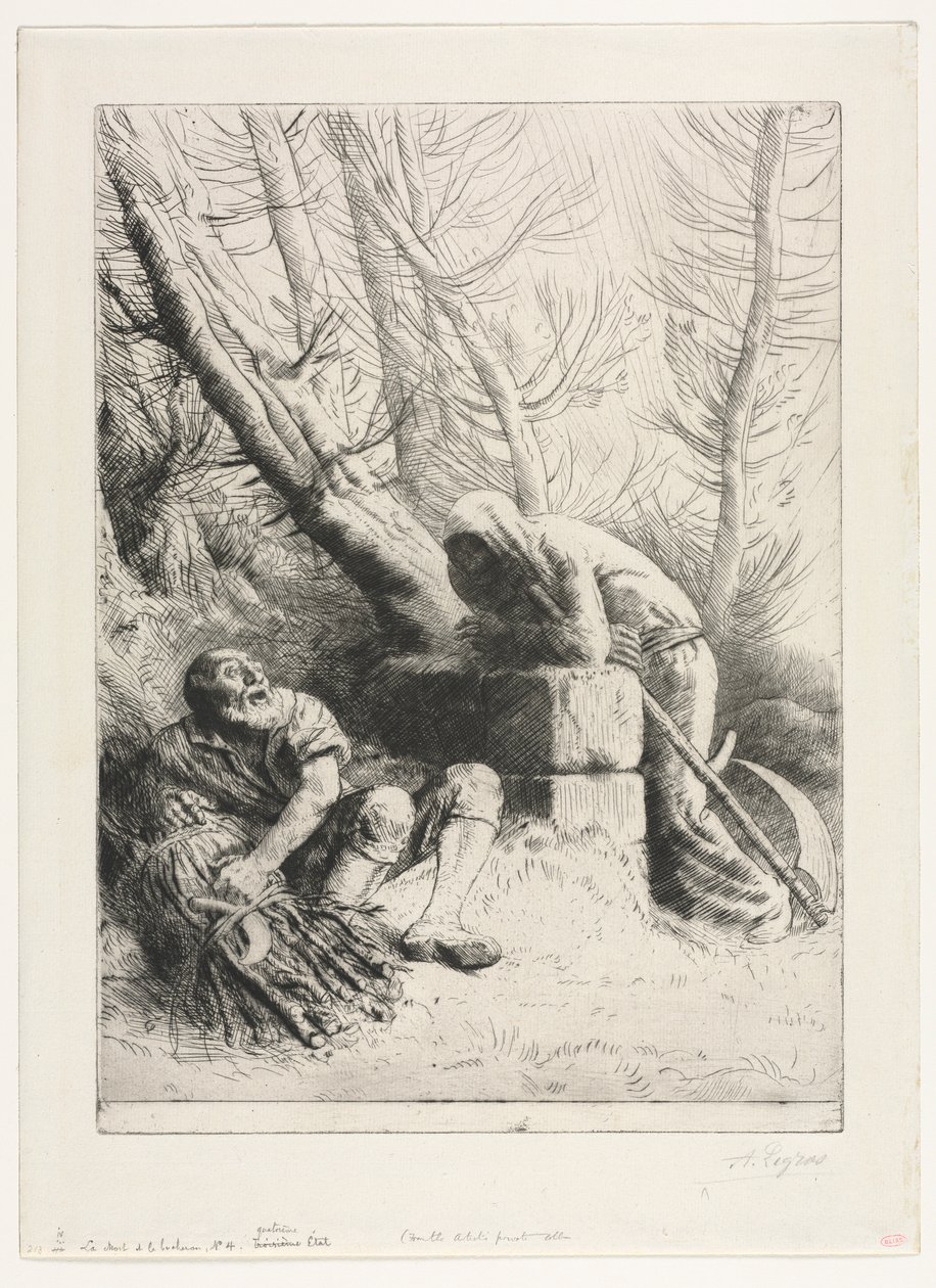 Śmierć i drwal, 1881. autorstwa Alphonse Legros