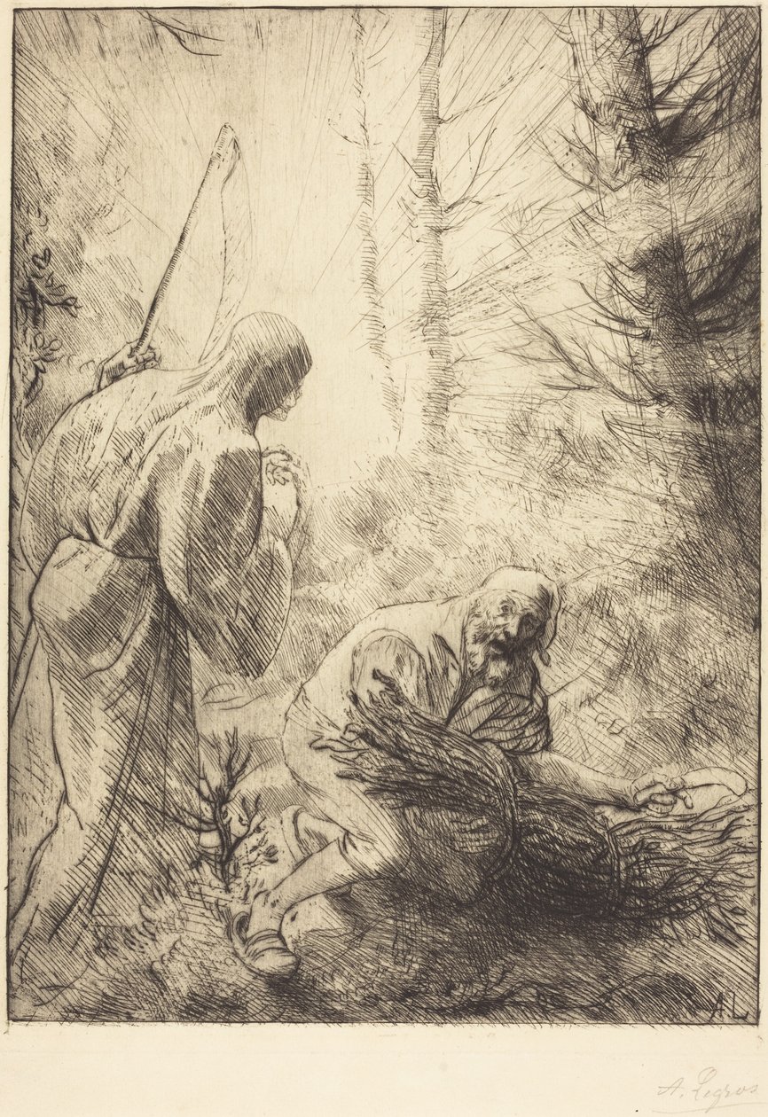 Śmierć i drwal, druga rycina (La mort et le bucheron) autorstwa Alphonse Legros
