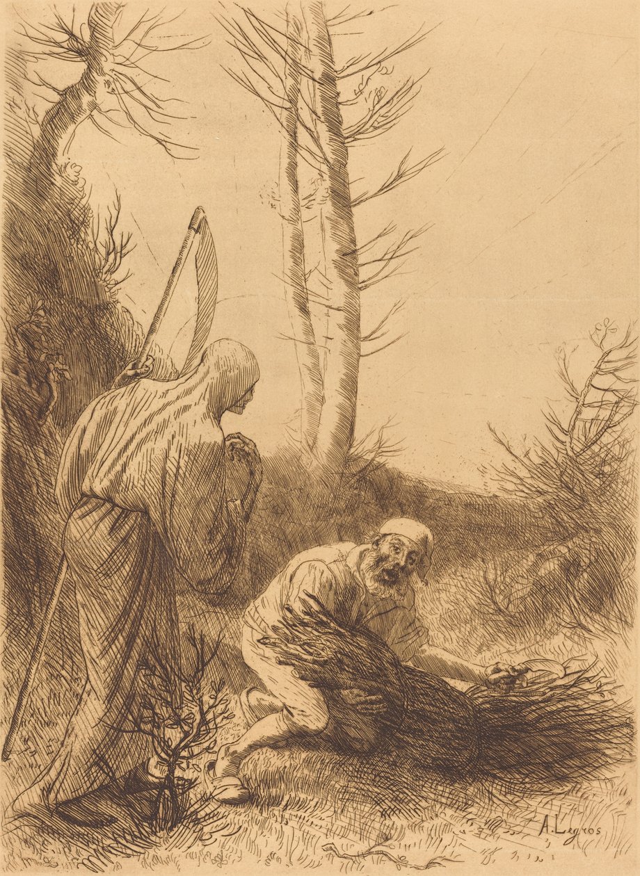 Śmierć i drwal, II płyta Le mort et le bucheron. autorstwa Alphonse Legros
