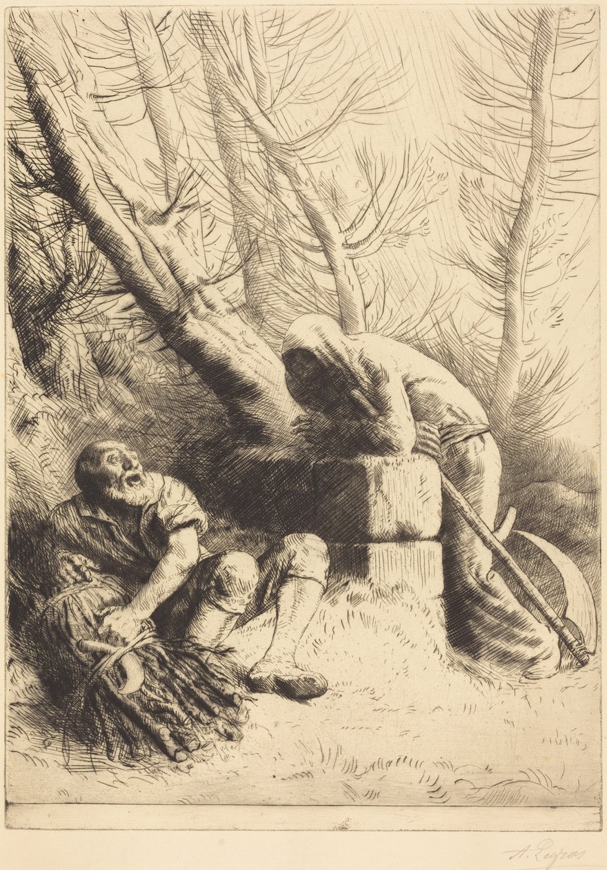 Śmierć i drwal, czwarta rycina (La mort et le bucheron) autorstwa Alphonse Legros