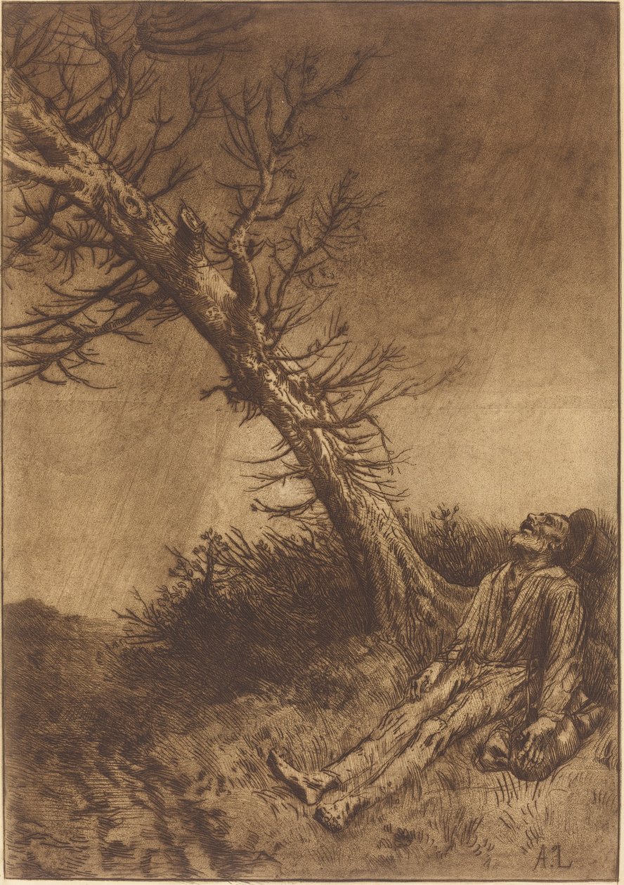 Śmierć Włóczęgi (La mort du vagabond) autorstwa Alphonse Legros