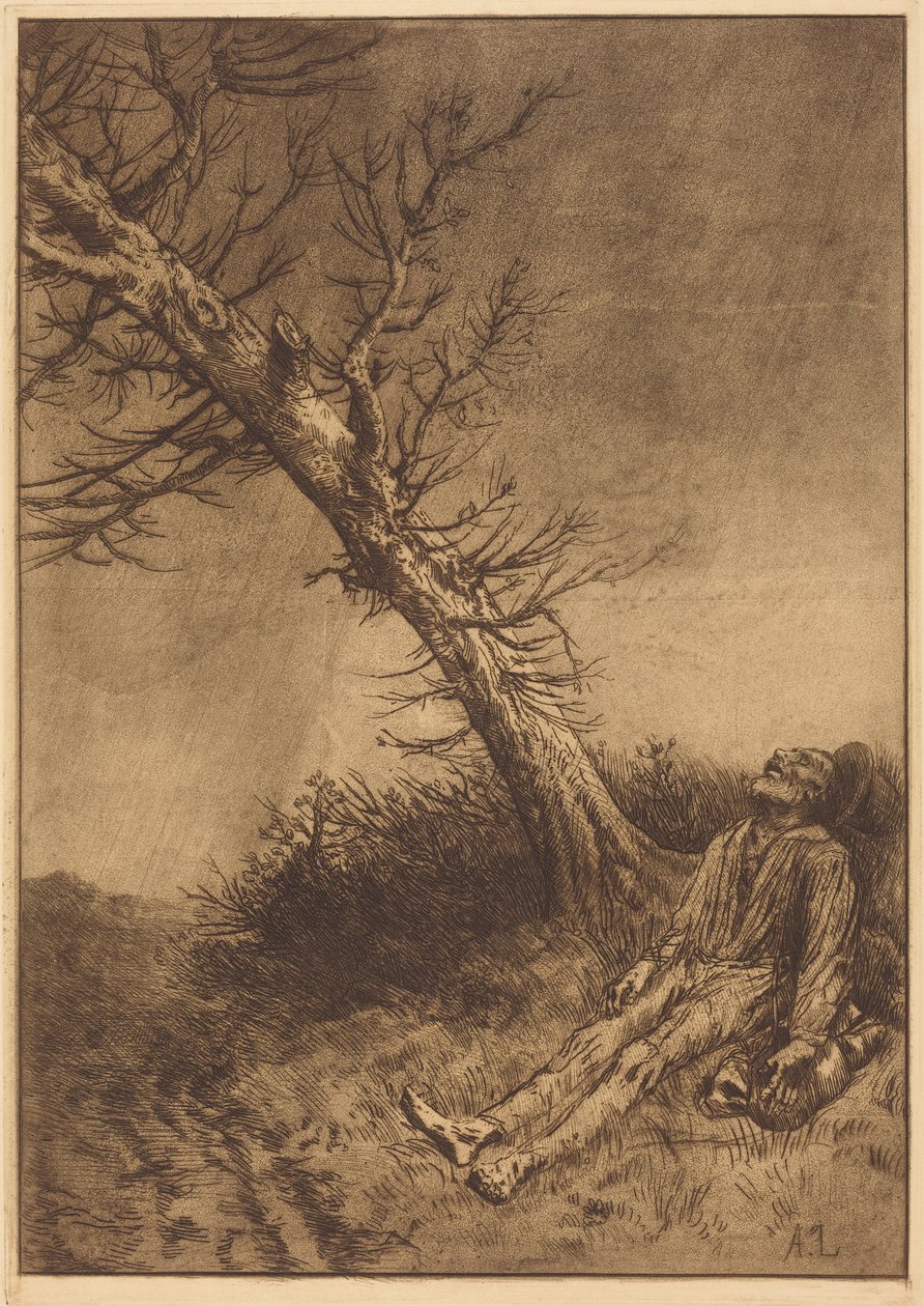 Śmierć włóczęgi (La mort du vagabond) autorstwa Alphonse Legros