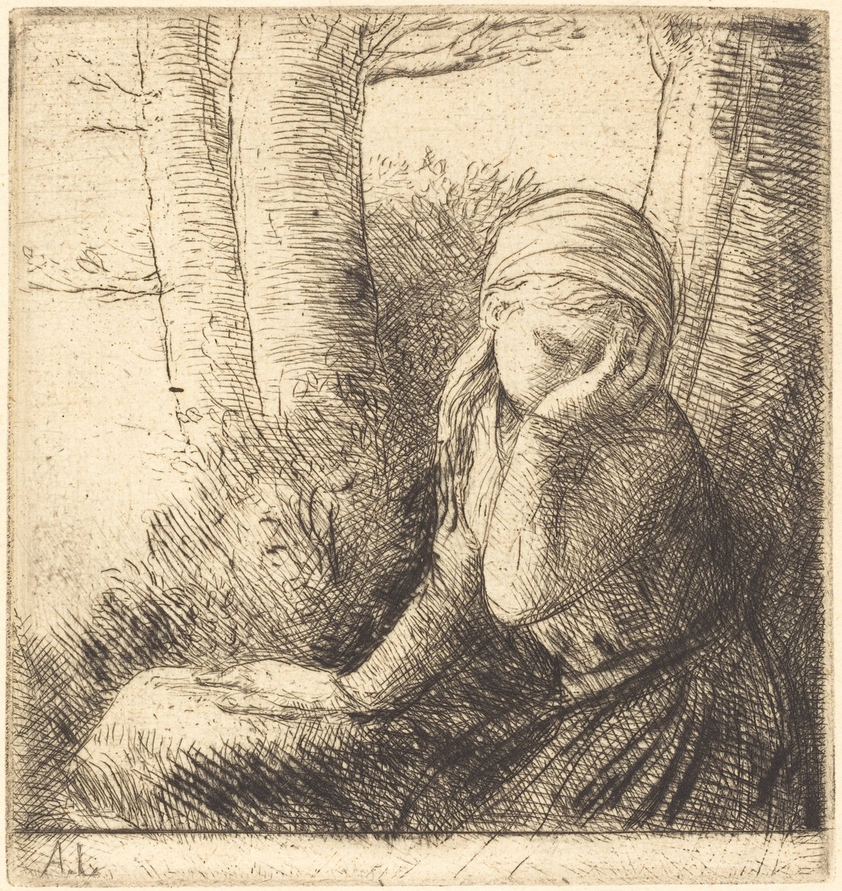 Zdesperowana młoda dziewczyna autorstwa Alphonse Legros