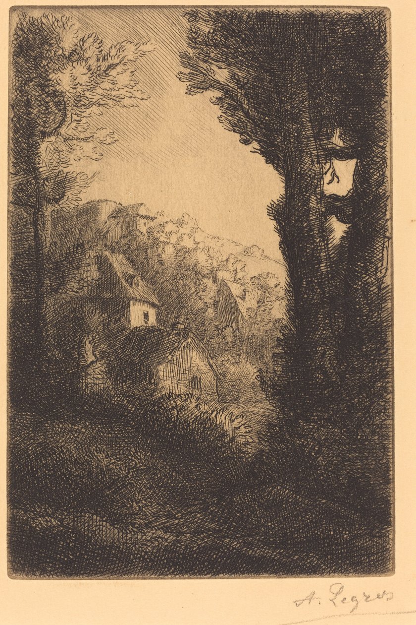 Farma na zboczu wzgórza w słońcu autorstwa Alphonse Legros