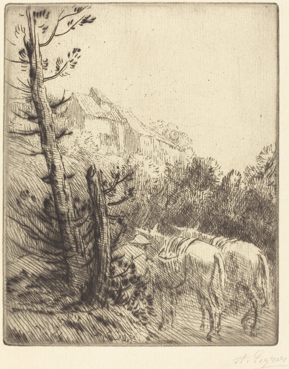 Farma na zboczu wzgórza autorstwa Alphonse Legros