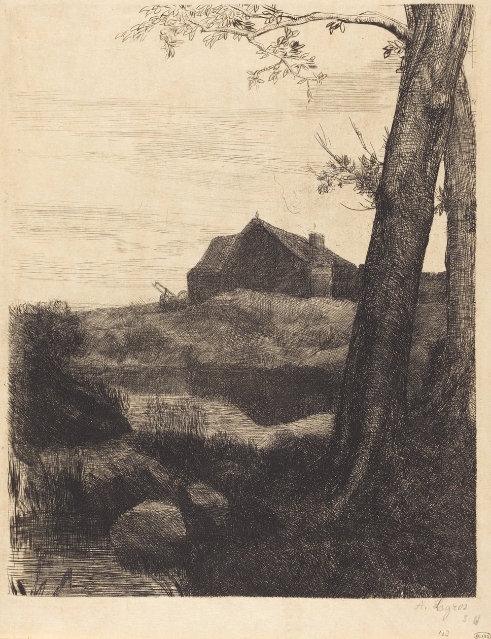 Farma z dużym drzewem autorstwa Alphonse Legros