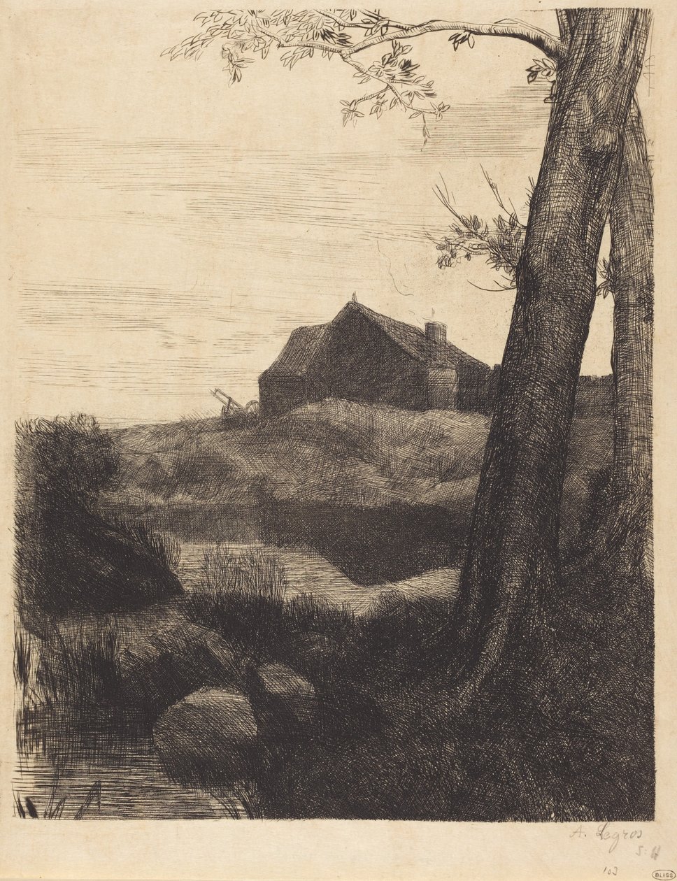 Gospodarstwo z dużym drzewem (La ferme au grand arbre) autorstwa Alphonse Legros