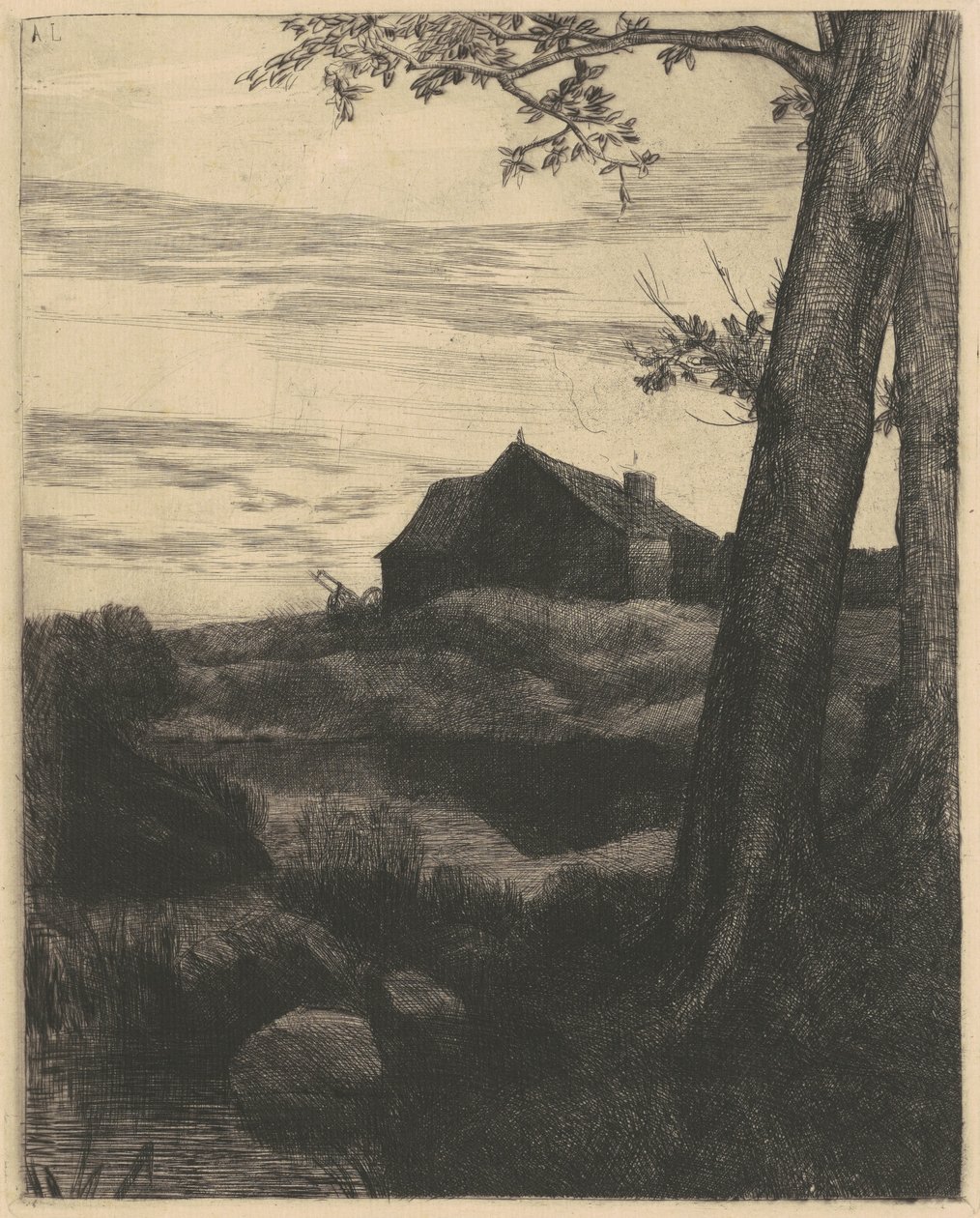 Gospodarstwo z wielkim drzewem (La Ferme au Grand Arbre) autorstwa Alphonse Legros